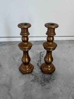 Antique Miniature Brass Candlesticks